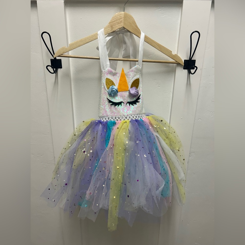 Sincere Party Girls Unicorn Tutu Dress Rainbow Costume Size 4–5 Years